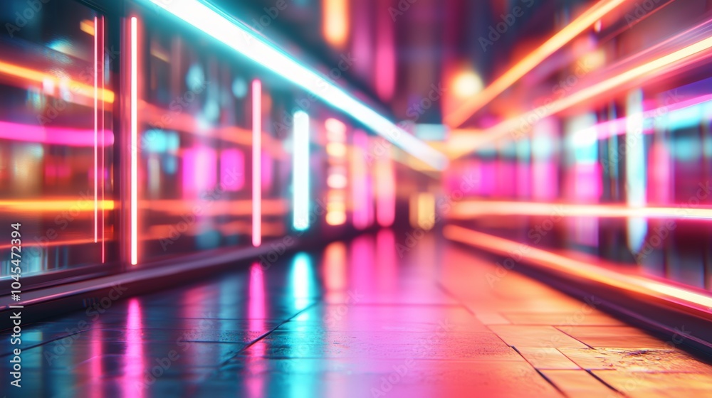 Futuristic Neon Lights Corridor Abstract Background Futuristic Neon Lights Corridor Abstract Background