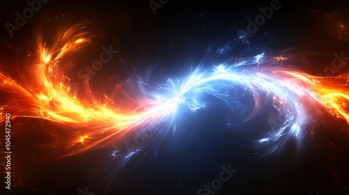 Abstract Fire and Ice Energy Clash Background