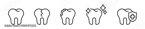 set of tooth thin line icon. dentist icon vector illustration