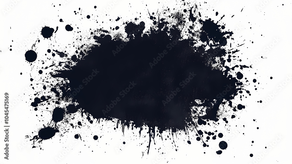Obraz premium Abstract black ink splatter on white background. Ink Splatter. Illustration