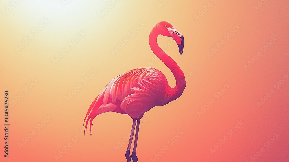 Fototapeta premium Stunning Flamingo Silhouette in Pink Gradient - Perfect for Decor