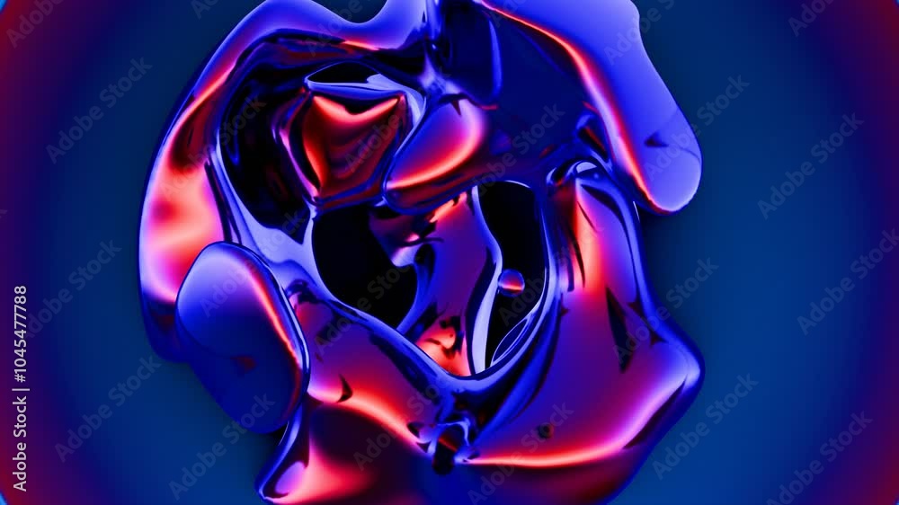 Abstract 3D Fluid Shapes - Blue and Red Metallic Forms Abstract 3D Fluid Shapes - Blue and Red Metallic Forms