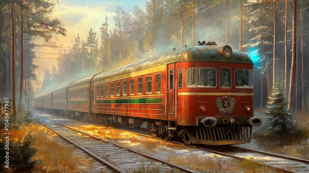 Naklejka premium train on the railway,generated ai