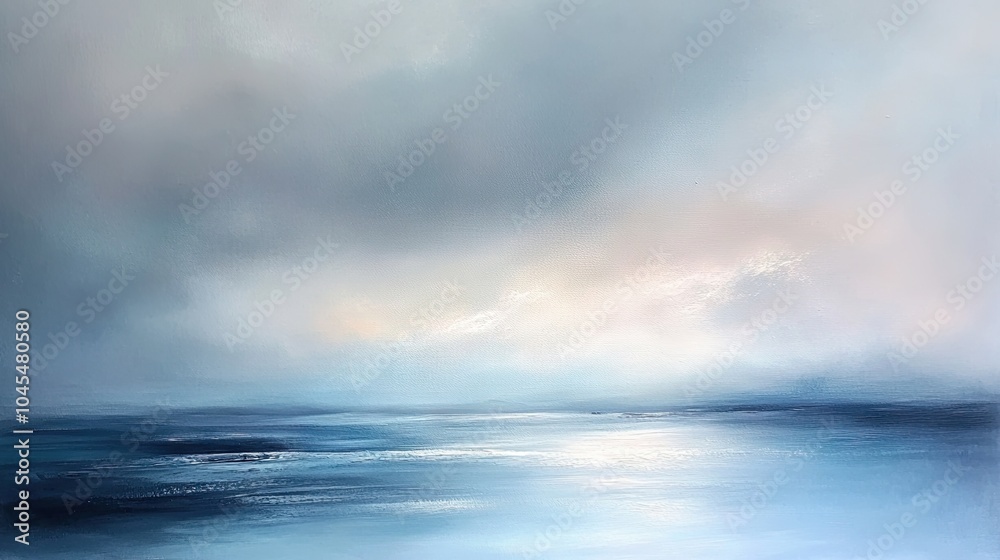 Obraz premium Serene Blue Ocean with Soft Cloudy Skies