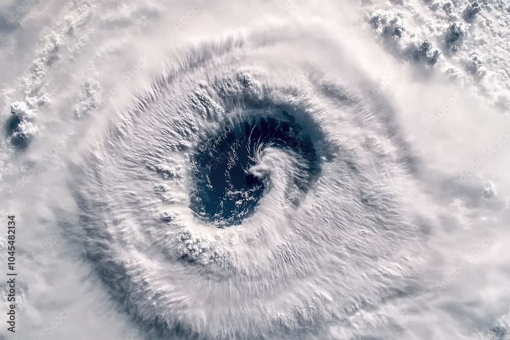 Fototapeta premium A captivating aerial view of a swirling storm, showcasing the powerful forces of nature and the beauty of meteorological phenomena.