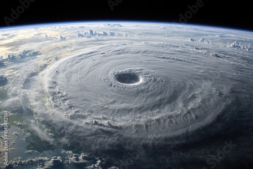 Wallpaper Mural A stunning aerial view of a hurricane swirling over the ocean, showcasing its formation and powerful fury from space. Torontodigital.ca