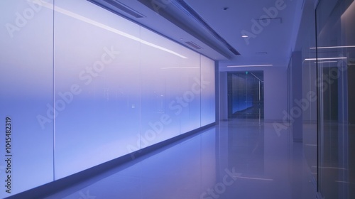 Electrochromic glass installation for smart windows that adjust light transmission. photo