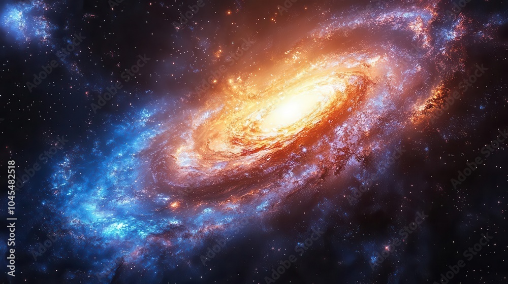 Obraz premium colorful spiral galaxy in a cosmic expanse vivid hues of blue and purple swirling together capturing the aweinspiring beauty of the universe and its infinite possibilities