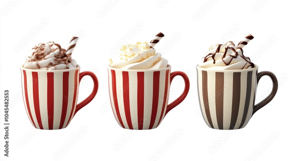 Three Mugs Filled with Hot Chocolate Delight Three Mugs Filled with Hot Chocolate Delight