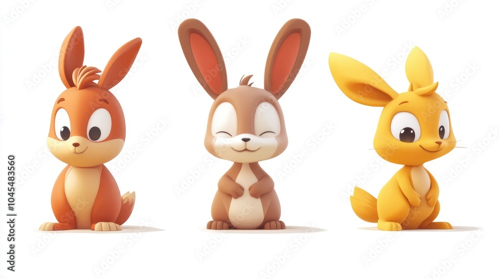 Fototapeta premium Cute Animated Cartoon Animals in 3D Style