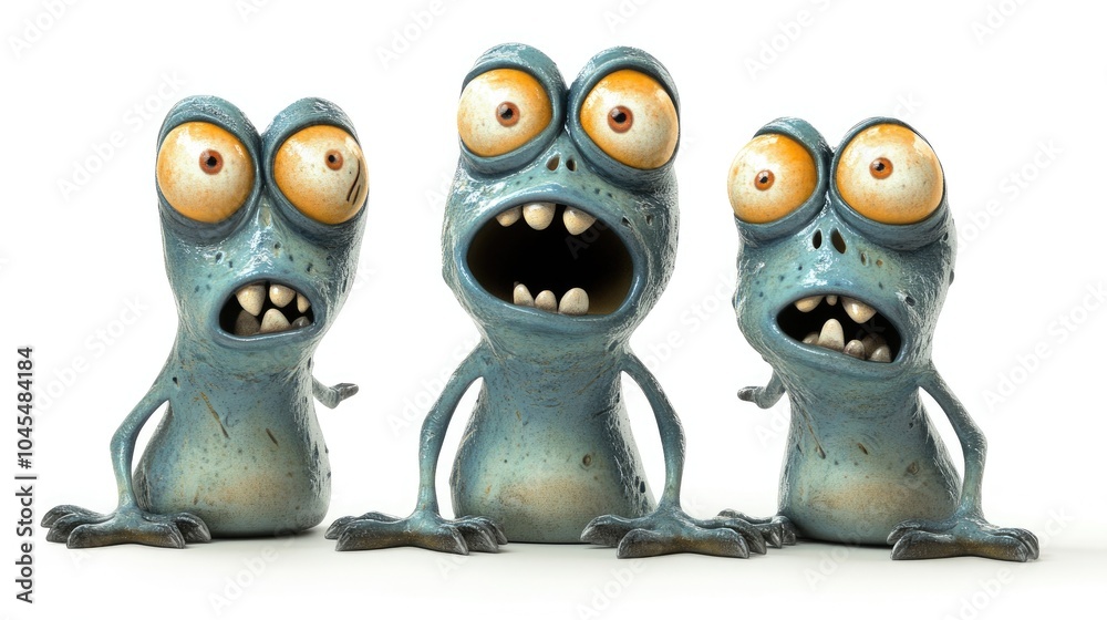 Obraz premium Three Fun Animated Monsters in Goofy Poses