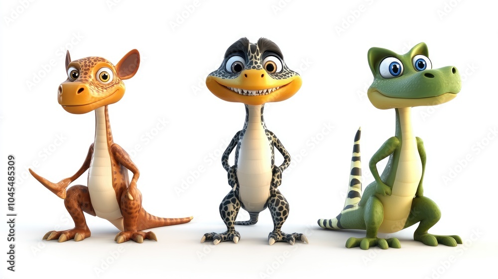 Naklejka premium Colorful 3D Animated Animals for Creative Projects
