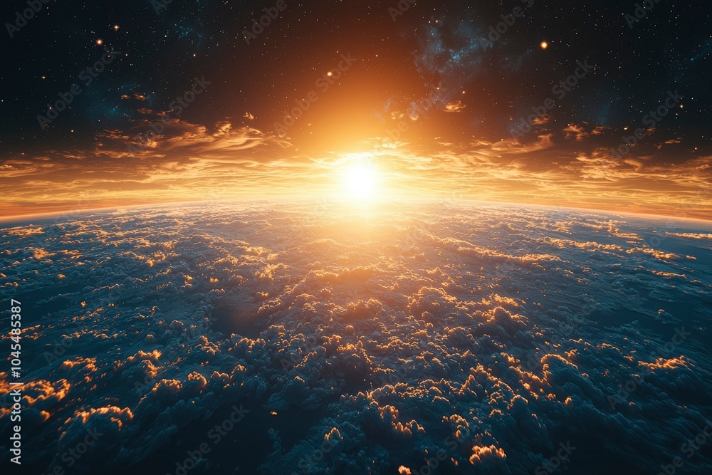 Fototapeta premium A Golden Sunrise Over a Sea of Clouds