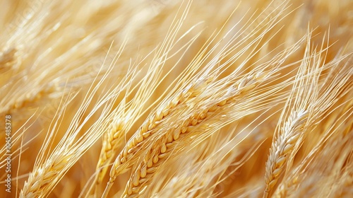 Close-Up of Dried Wheat Stalks: Natural Golden Fibrous Texture