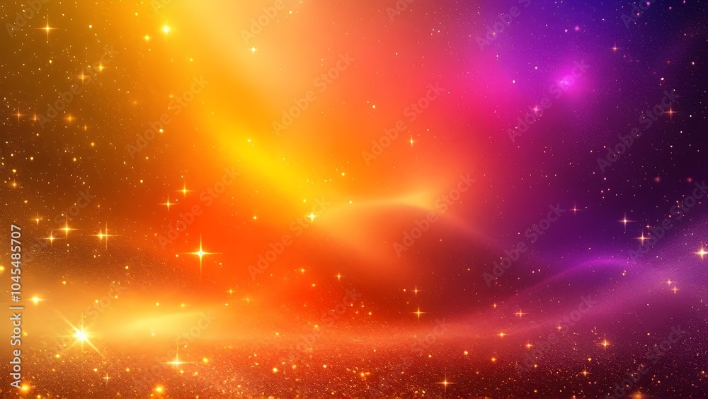 Magical Space Background with Golden Stars and Cosmic Nebula, generative AI