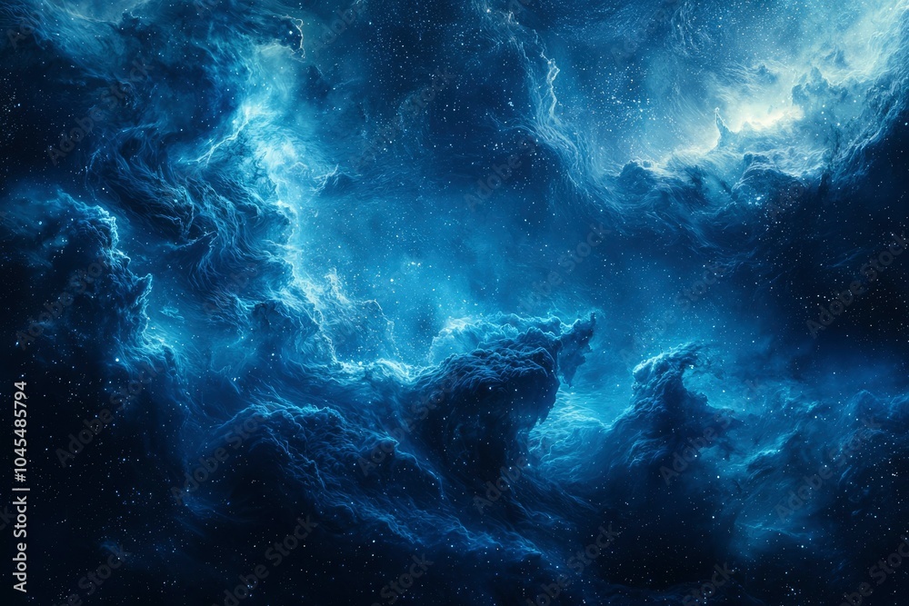 Fototapeta premium A Celestial Canvas of Blue Nebulae and Starry Dust