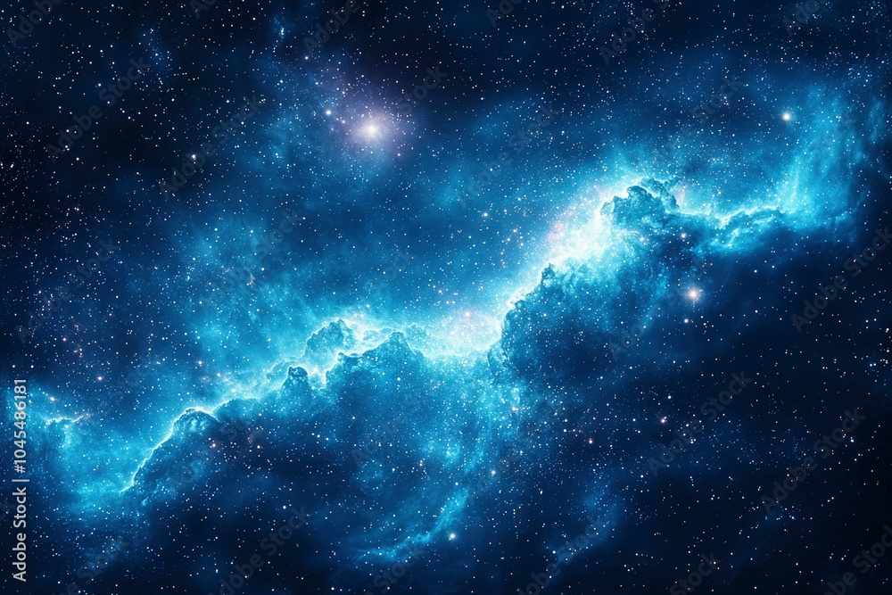 Cosmic Nebula with Stars and Interstellar Clouds