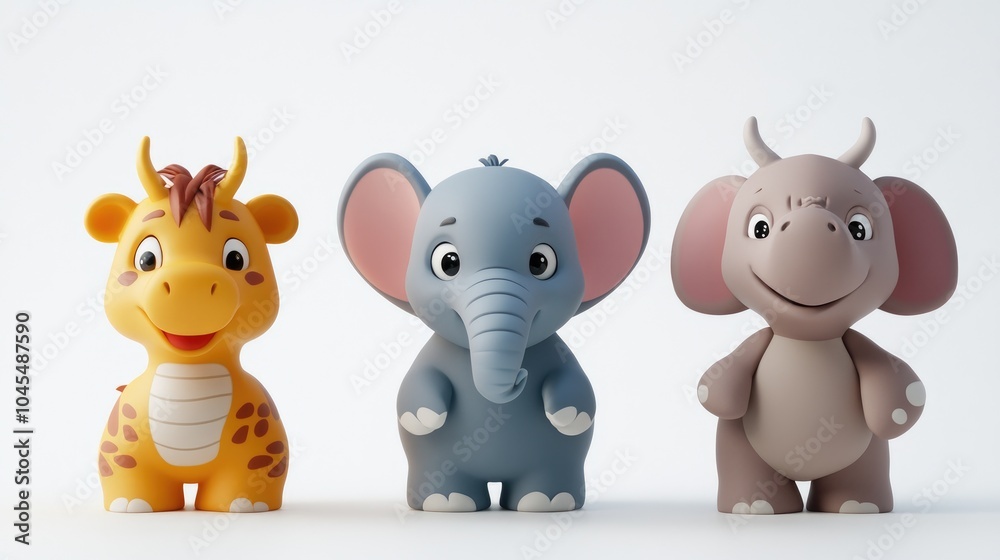 Trio of Cute 3D Animated Cartoon Animals
