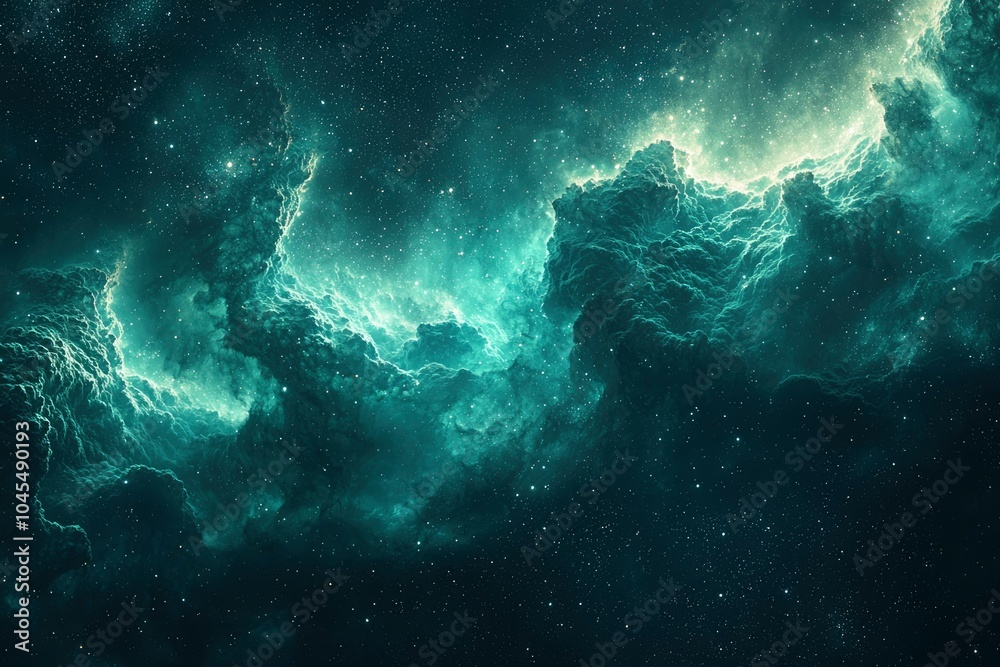 A Cosmic Cloud of Green Gas and Stars in a Deep Space Nebula A Cosmic Cloud of Green Gas and Stars in a Deep Space Nebula