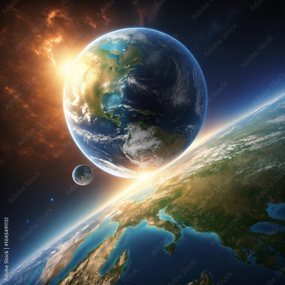 Obraz premium planet earth and other planet illustration