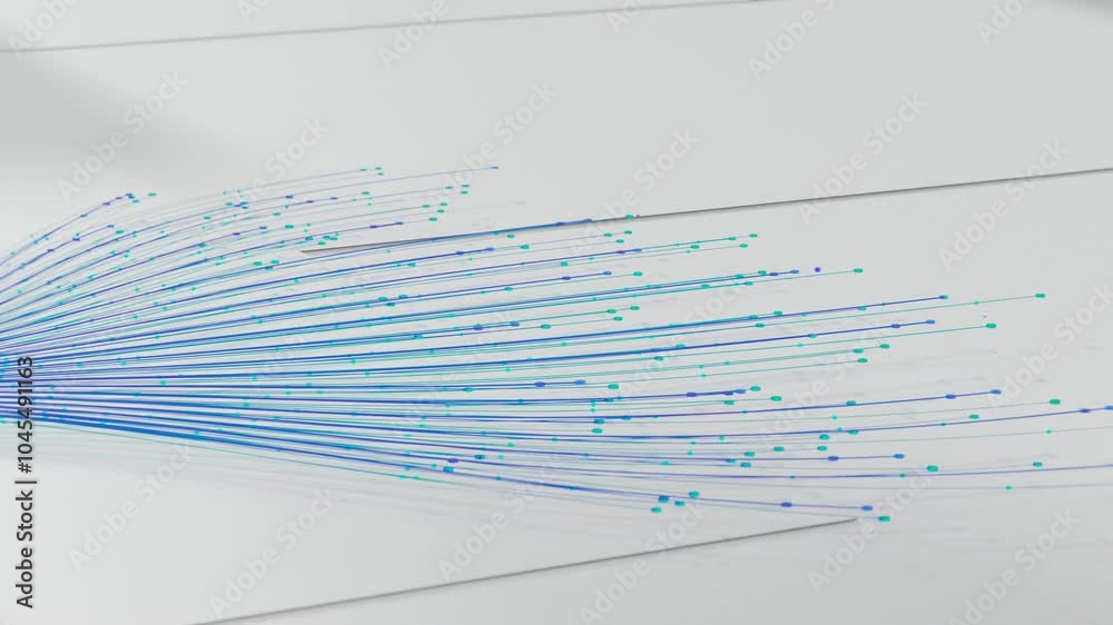 Close-up Animation of Colorful Branching AI Neural Network on White Background. Visualization of Large Language Models, Artificial Intelligence, Complex Algorithms, Chatbot and Machine Learning 