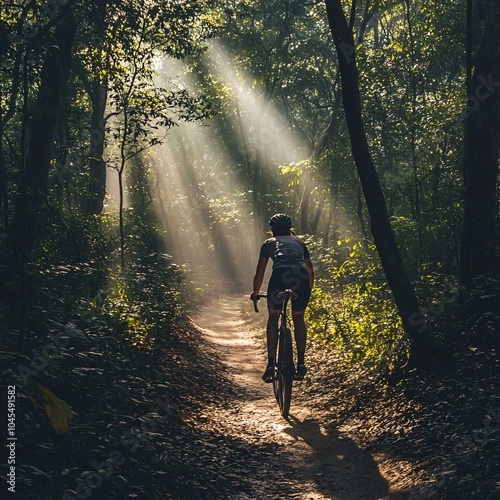 Cycling through sunlit forest trails a nature adventure