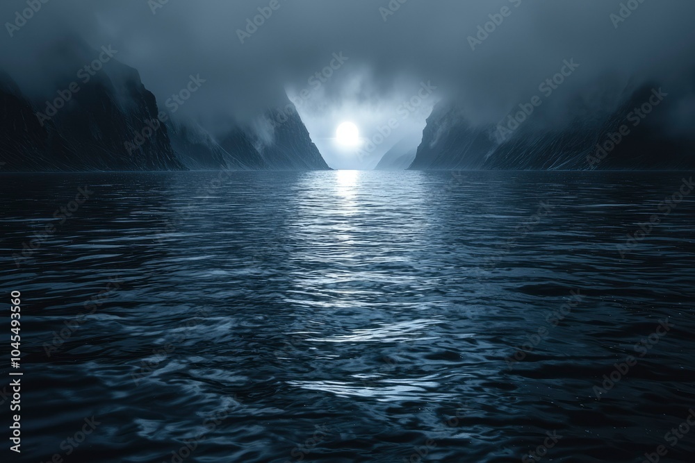 A Misty Fjord with a Glimmer of Light A Misty Fjord with a Glimmer of Light