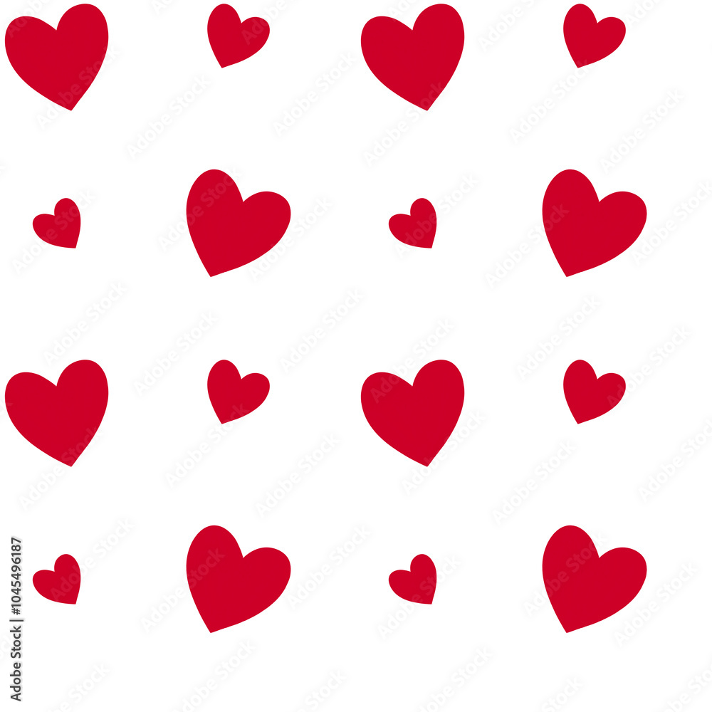 A seamless pattern featuring scattered red hearts on a clean white background, creating a simple and romantic design. Ideal for Valentine's Day, textiles, and decor. A seamless pattern featuring scattered red hearts on a clean white background, creating a simple and romantic design. Ideal for Valentine's Day, textiles, and decor.