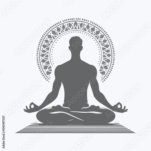 Yoga silhouette. Meditating woman in lotus position. Vector illustration.