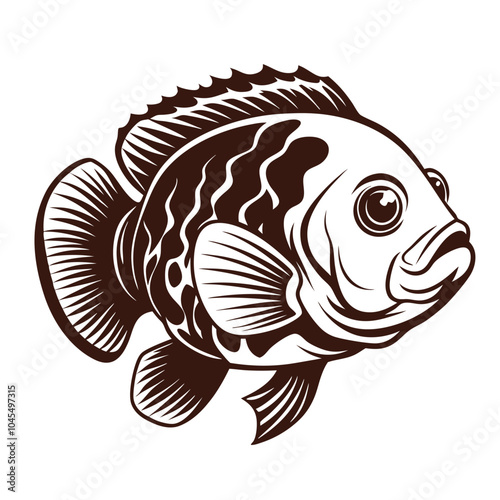 Oscar Fish vector silhouette illustration Isolated white background.