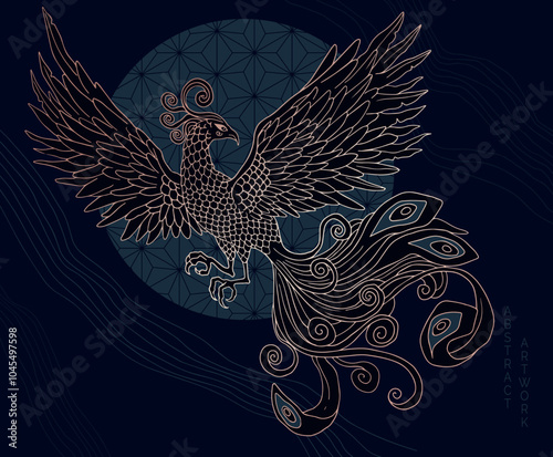 abstract illustration of mythological bird phoenix Fenghuang	 photo