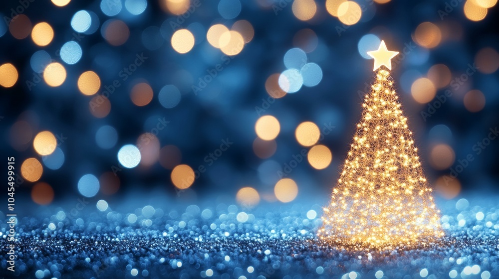 Festive Christmas tree with glowing lights Festive Christmas tree with glowing lights
