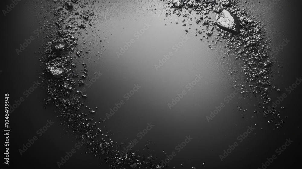 Obraz premium A circular arrangement of fine particles on a dark surface, creating a textured contrast against the background.