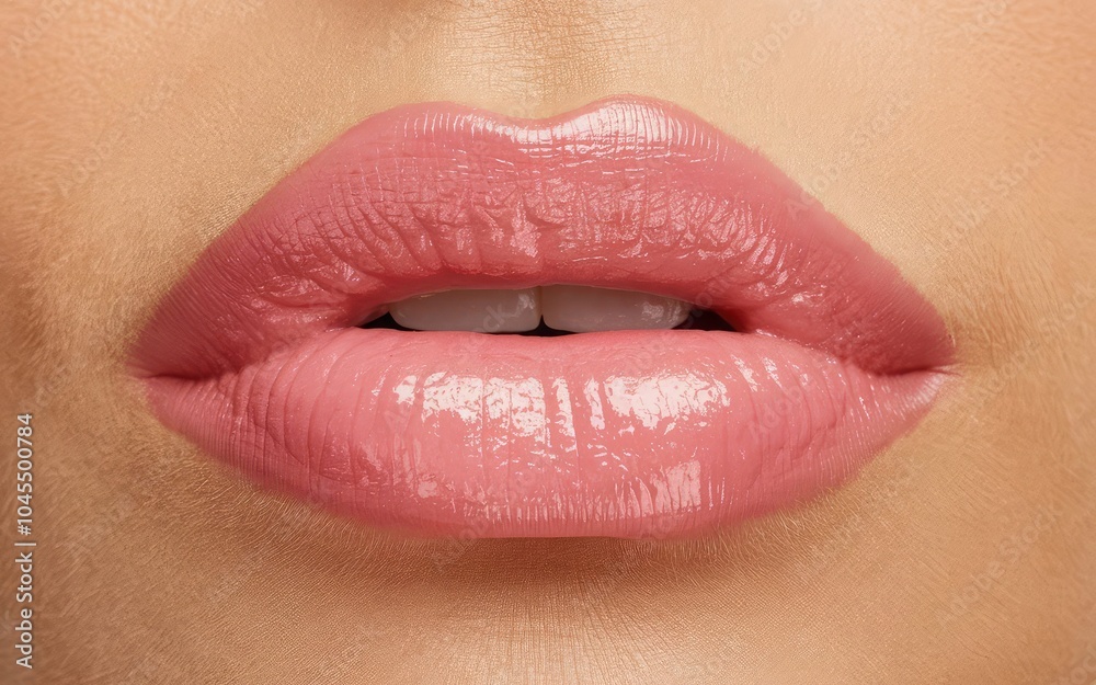 a woman with pink lips with a pink lip.