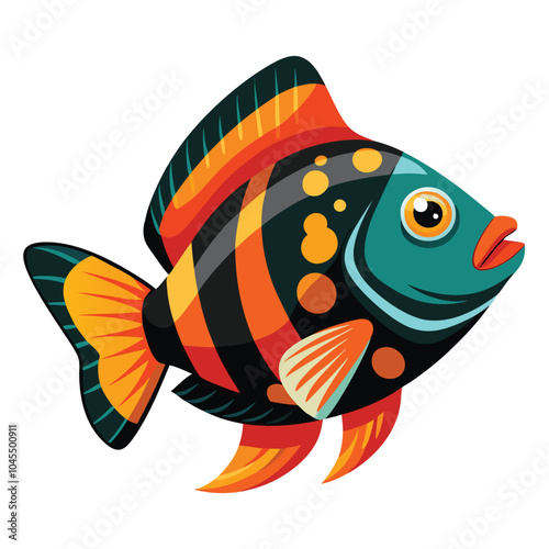 Oscar Fish vector silhouette illustration Isolated white background.