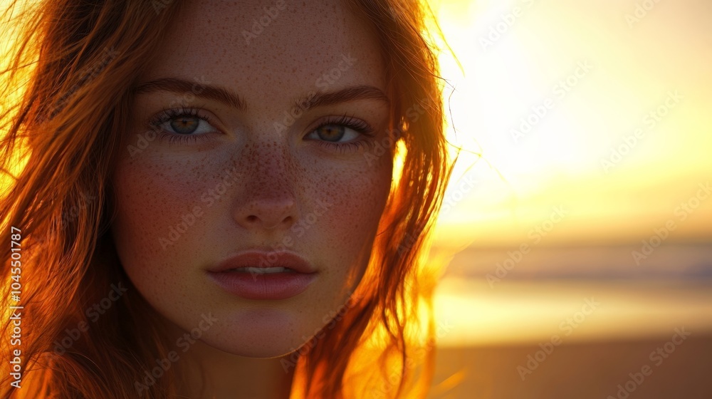 Beautiful young woman with long hair in sunset glow on the beach, capturing a serene moment of nature and tranquility. Beautiful young woman with long hair in sunset glow on the beach, capturing a serene moment of nature and tranquility.