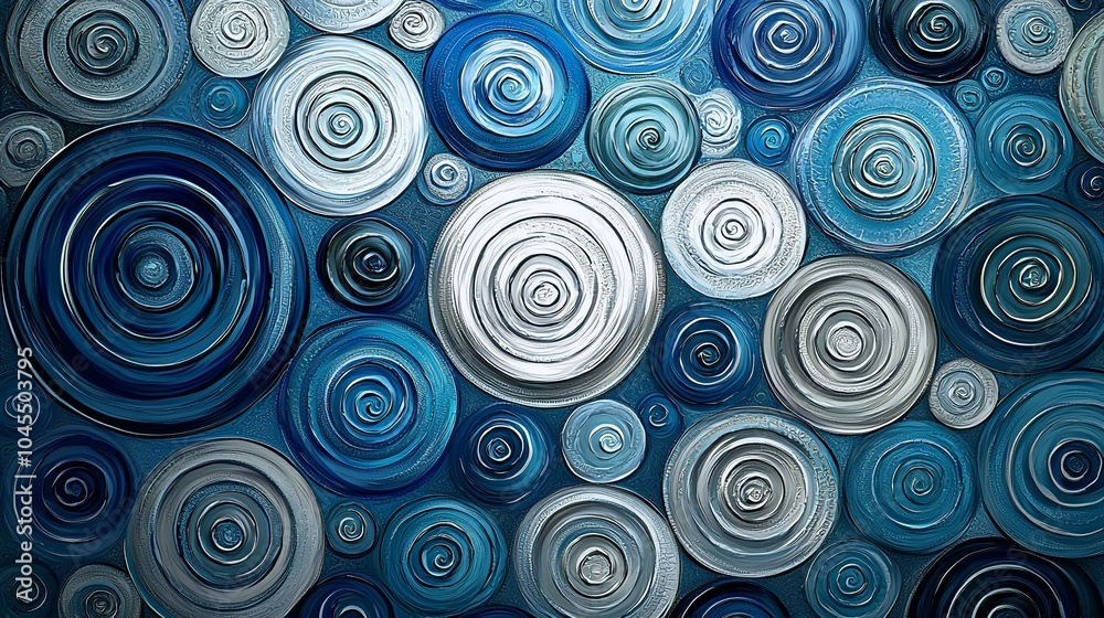 Calming Blue and Silver Spiral Mandala for Meditation and Relaxation Calming Blue and Silver Spiral Mandala for Meditation and Relaxation