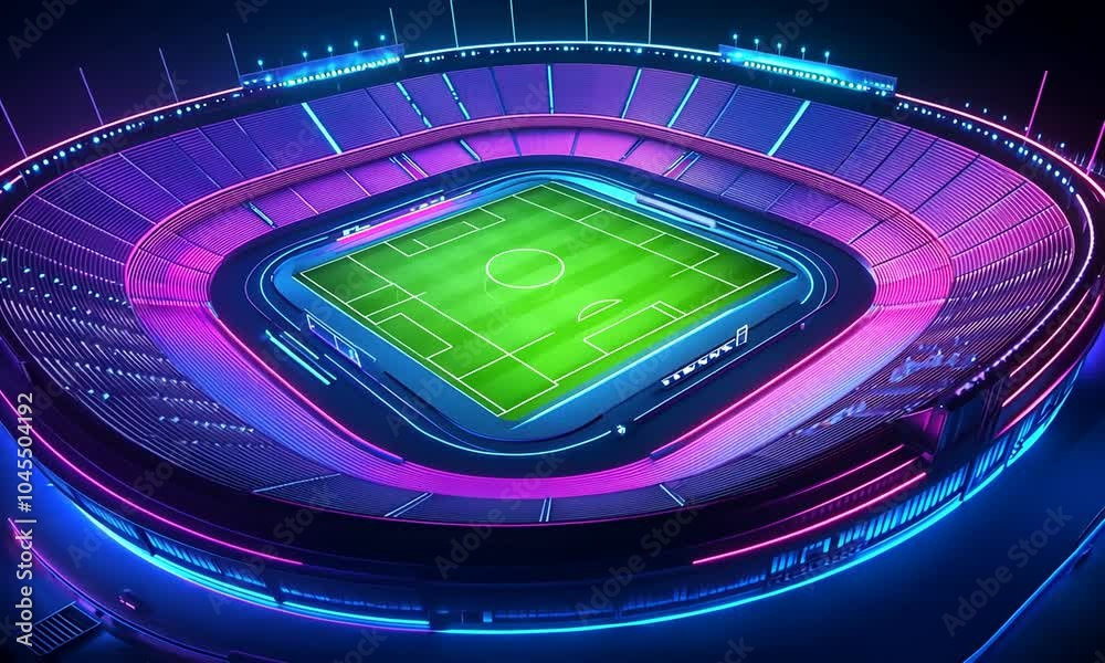 Futuristic Stadium Illuminated by Neon Lights Futuristic Stadium Illuminated by Neon Lights