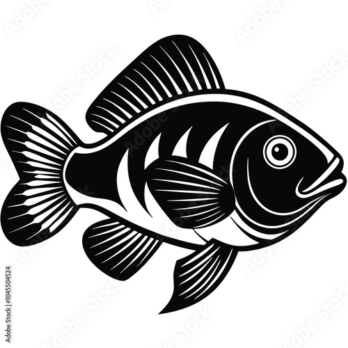 Oscar Fish vector silhouette illustration Isolated white background.