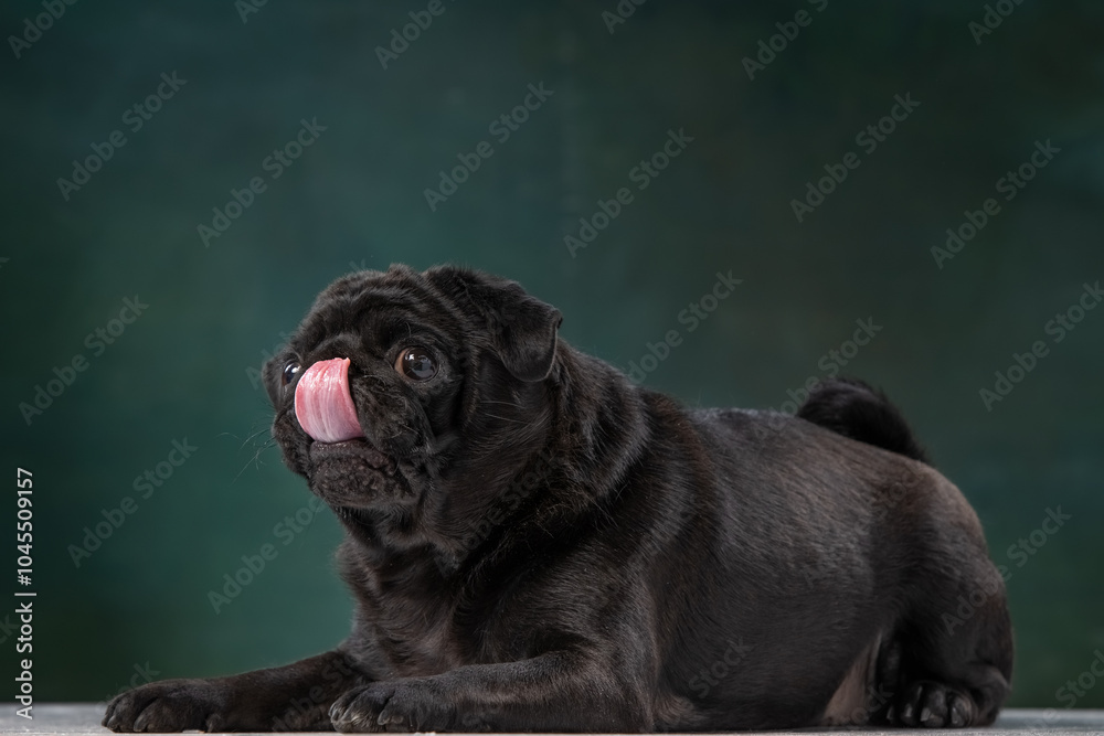 black pug on a uniform background black pug on a uniform background