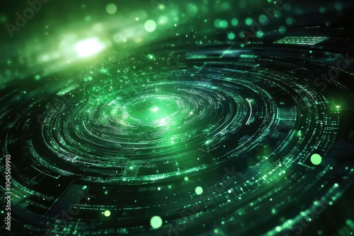 Abstract green spiral galaxy background