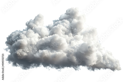 Isolated fluffy white cloud on a transparent background, perfect for design and weather projects.