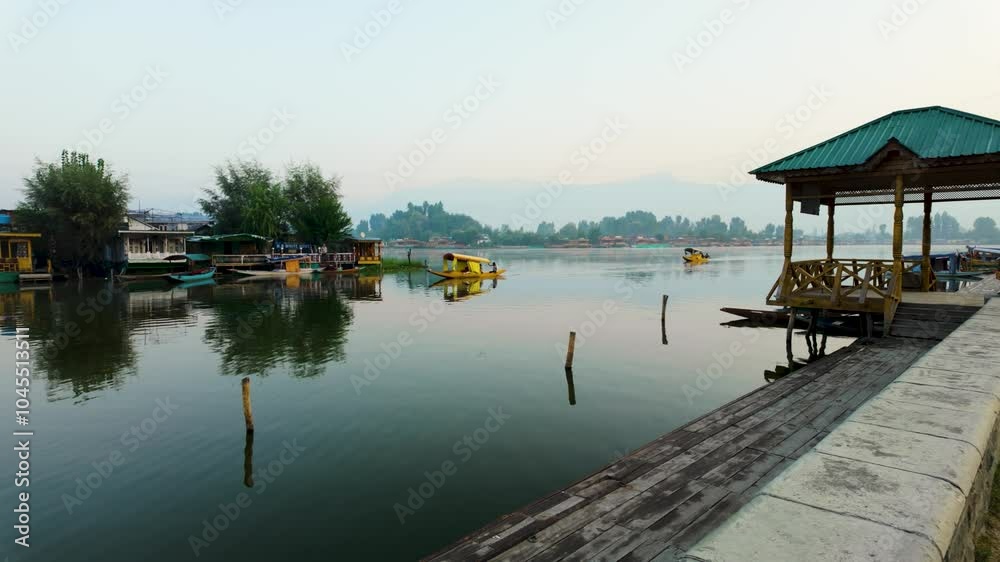 early morning view of Dal Lake and houseboats Srinagar Jammu and Kashmir early morning view of Dal Lake and houseboats Srinagar Jammu and Kashmir