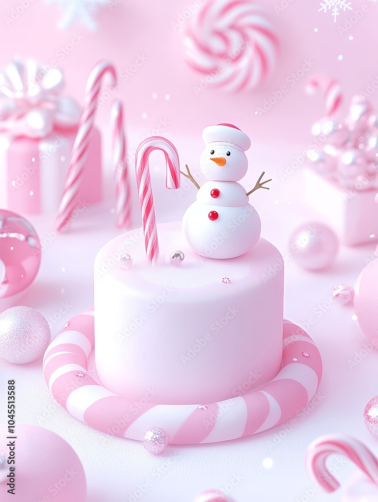 Delightful winter wonderland a whimsical cake with a snowman and candy canes for a festive holiday celebration Delightful winter wonderland a whimsical cake with a snowman and candy canes for a festive holiday celebration