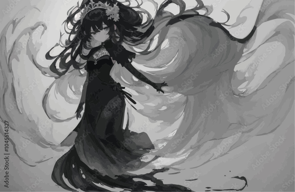 Fototapeta premium 墨絵の女性
