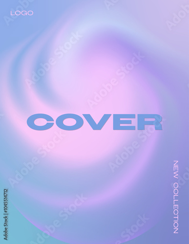 Cover template with abstract gradient swirls in pink, violet and blue colors. For brochures, booklets, magazines, posters, social media. Just add your text.