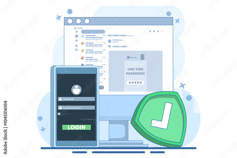 The concept of logging into a website or application using two steps, Two-step authentication. Verification code message, Two-factor verification, notification with code for secure login or sign in. The concept of logging into a website or application using two steps, Two-step authentication. Verification code message, Two-factor verification, notification with code for secure login or sign in.