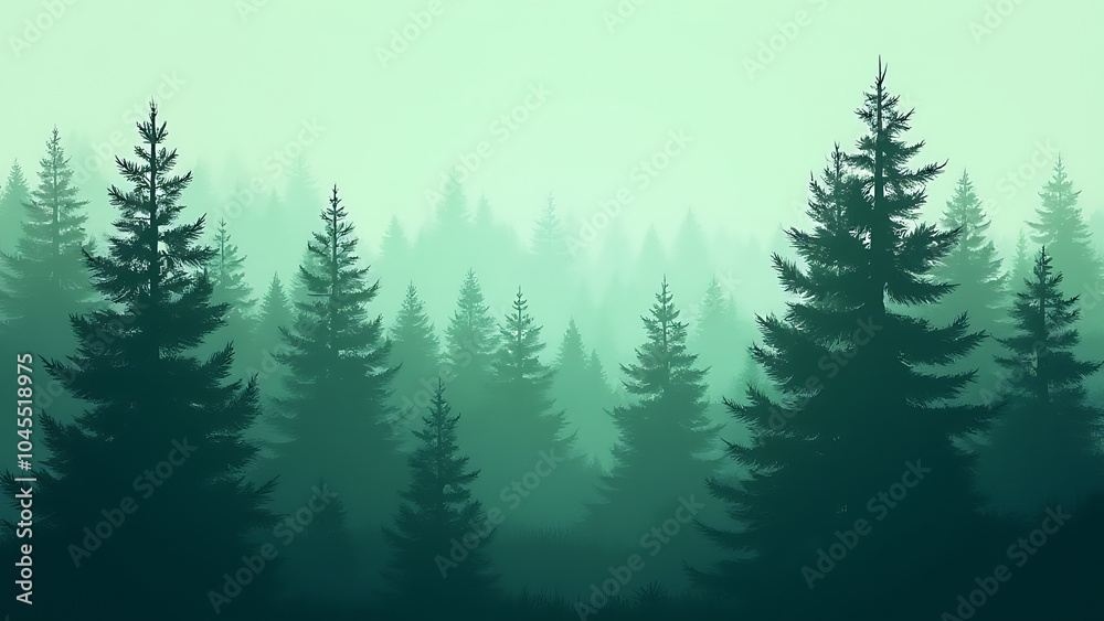 Fototapeta premium Fir and pine trees appear as background images on computer wallpaper with space for content to fill the screen effectively.