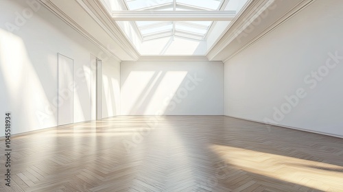 Bright and Spacious Empty Room with Skylight