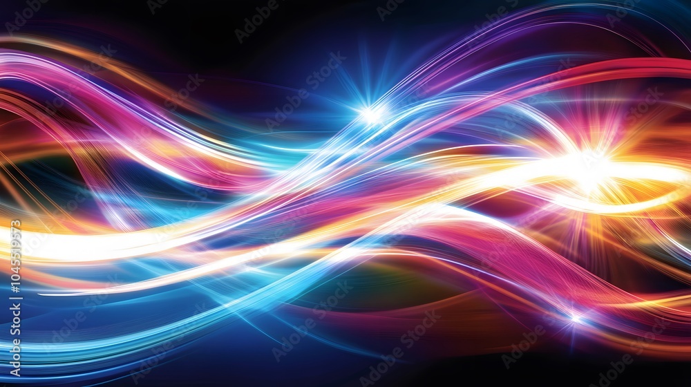 Obraz premium Colorful Infinite Lights on Black Background, Abstract Image, Texture, Pattern Background, Wallpaper, Cover and Screen for Smartphone, PC, Laptop, 9:16 and 16:9 Format